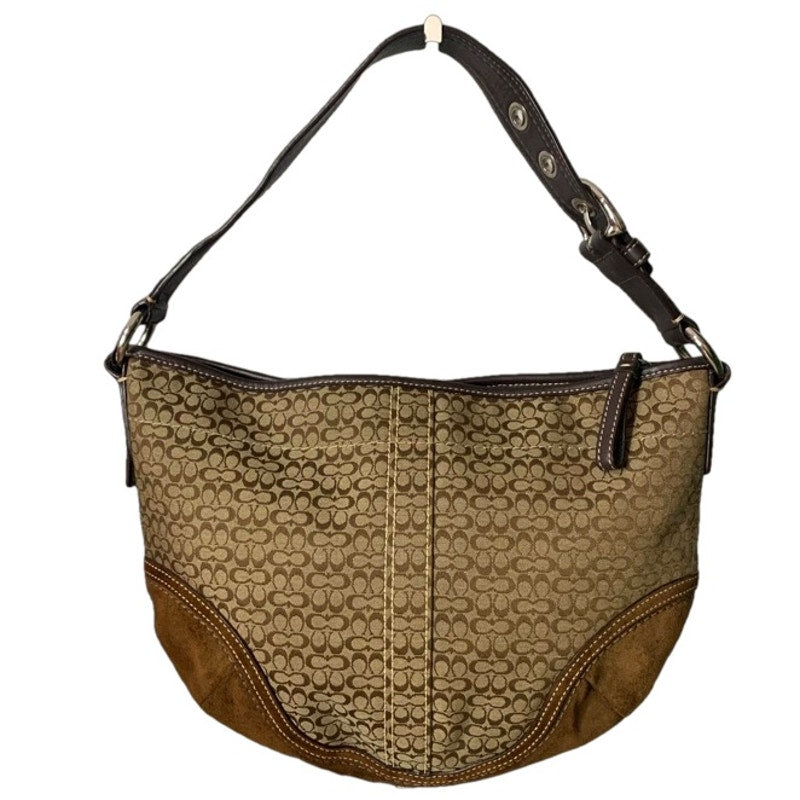 COACH Brown Signature Canvas Hobo Shoulder Bag