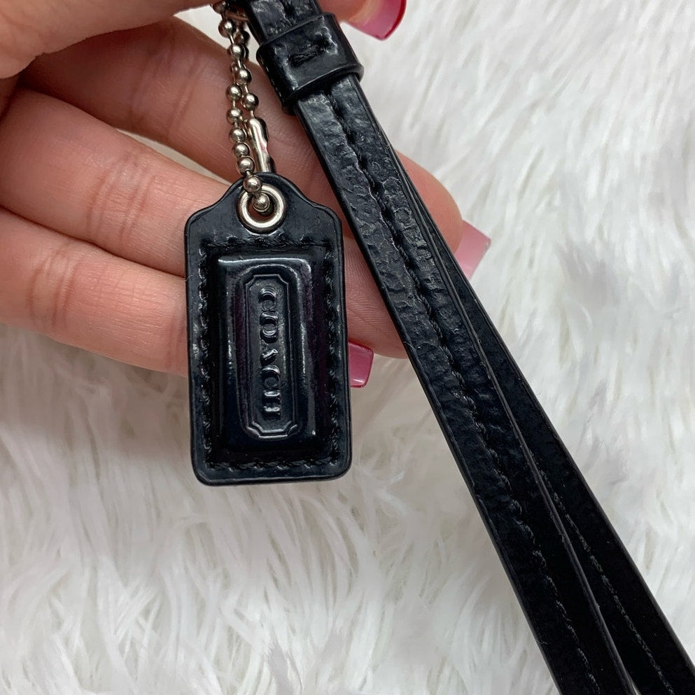 Coach Black Patent Leather Hangtag Tag Hang Tag Fob and Replacement Strap