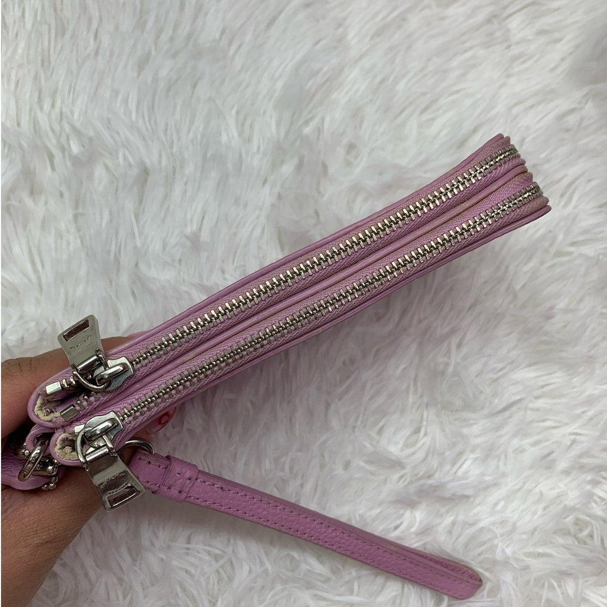 COACH Pink Double Zipper Wristlet