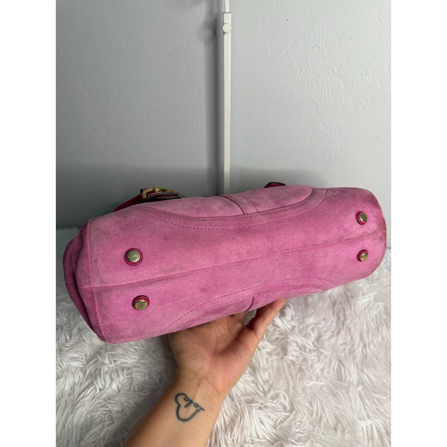 y2k COACH Vintage 2004 Pink Hampton Suede SOHO Flap Satchel