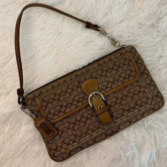 y2k COACH Brown Signature Canvas Wristlet