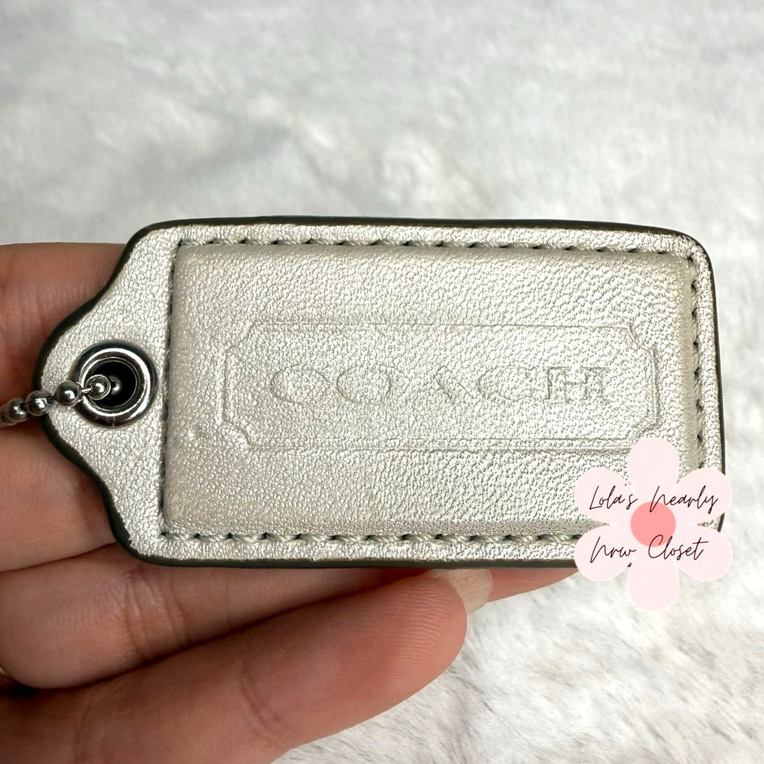 2" COACH Light Silver Fob Bag Charm Hang tag Hangtag