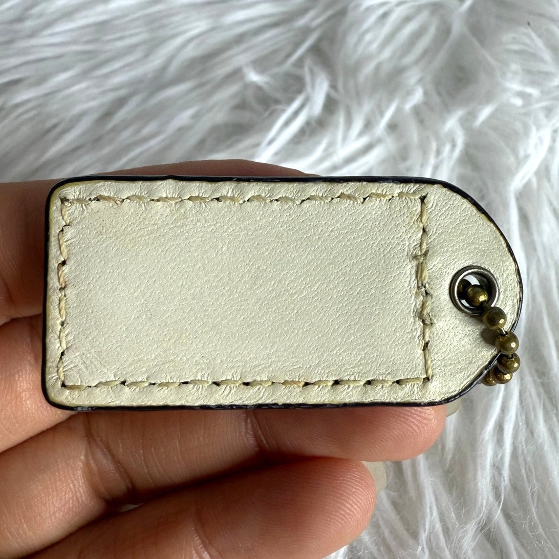 1.5" COACH CREAM Fob Bag Charm Hang tag Hangtag