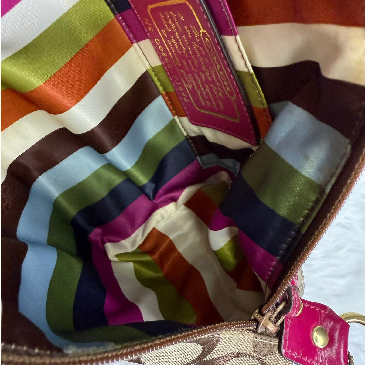 y2k COACH Legacy Stripe Signature Canvas  Mini Purse Shoulder Bag Wristlet