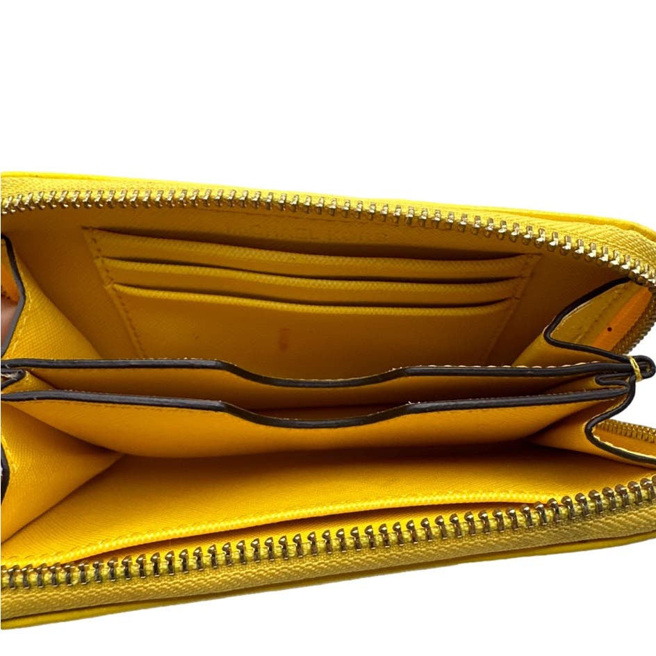 MICHAEL KORS Yellow Signature Zip Around Wallet