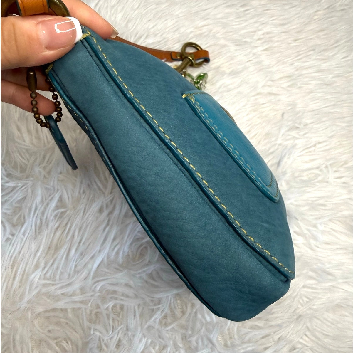 y2k COACH Vintage 9390 Suede Turnlock Mini Purse Shoulder Bag