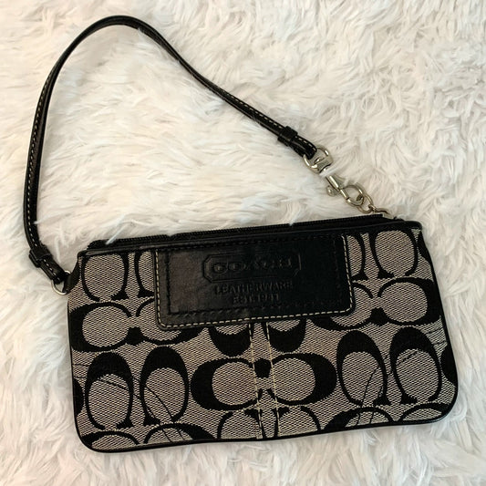y2k COACH Black Gray Signature Canvas Wristlet
