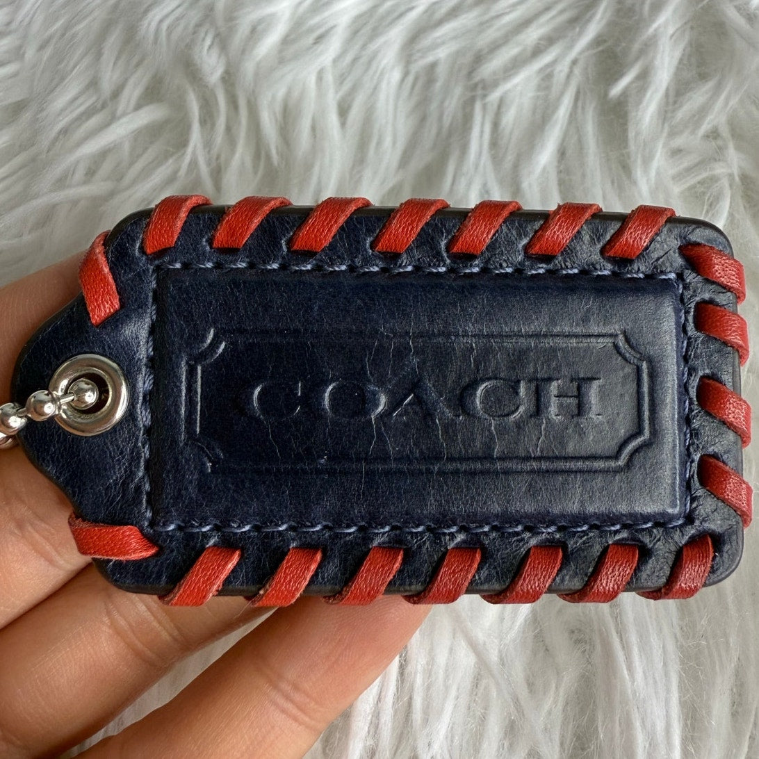 3"COACH Braided Blue Red Fob Bag Charm Hang tag Hangtag