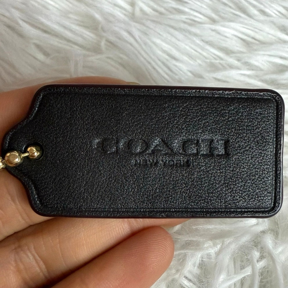 2" COACH Black Brown Fob Bag Charm Hang tag Hangtag