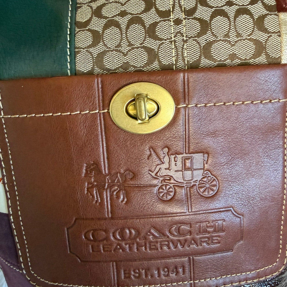 y2k Coach Bleeker 11356 Holiday Patchwork Hobo Bag Purse