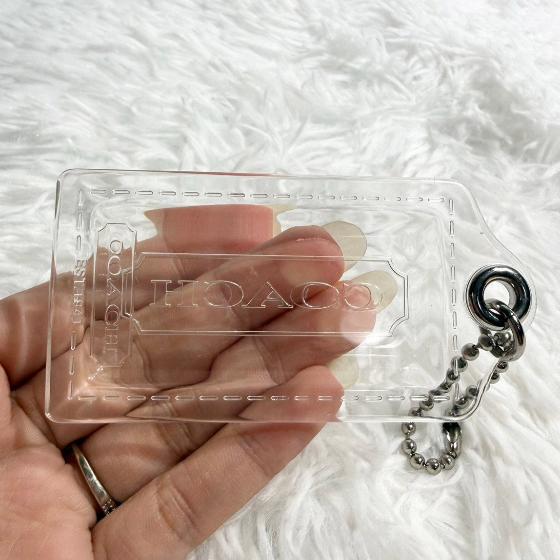 3" COACH Poppy Clear Fob Bag Charm Hang tag Hangtag