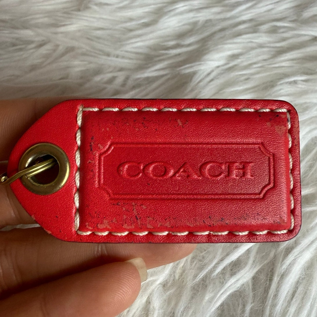 2.5" COACH Red Fob Bag Charm Hang tag Hangtag