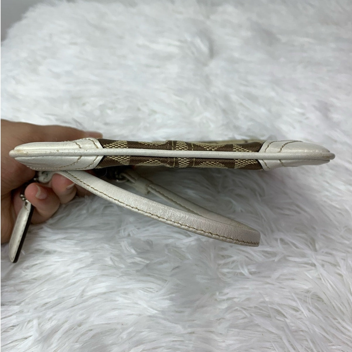 COACH Brown Signature Canvas Wristlet