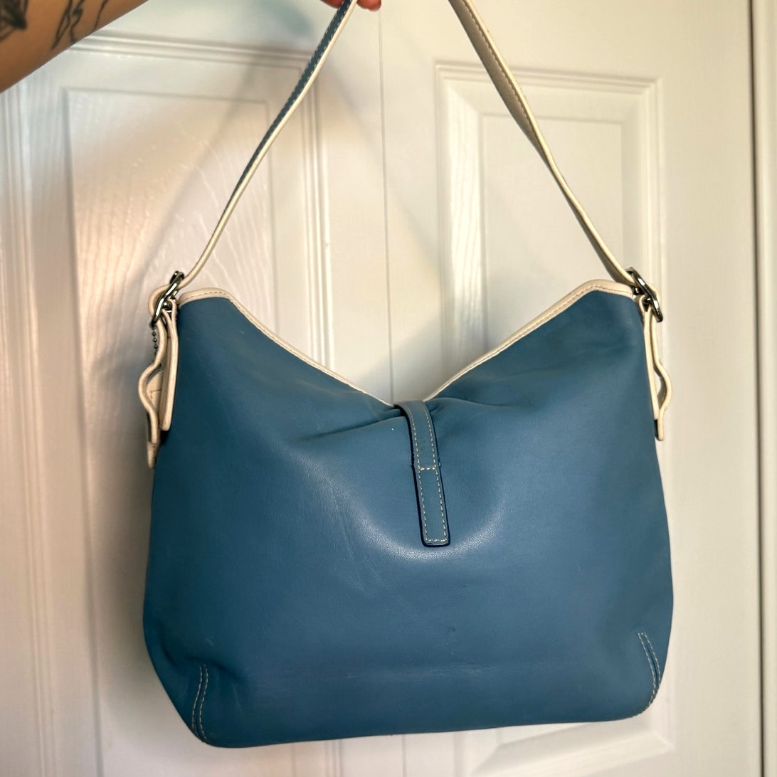 Vintage Y2k COACH Hampton Clip Blue Hobo Shoulder Bag