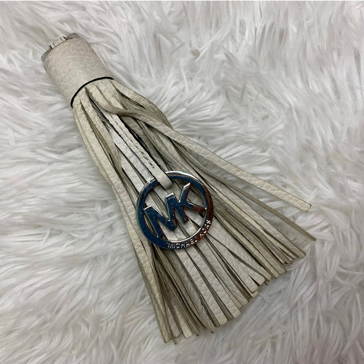 MICHAEL KORS White Silver Tassel Bag Charm