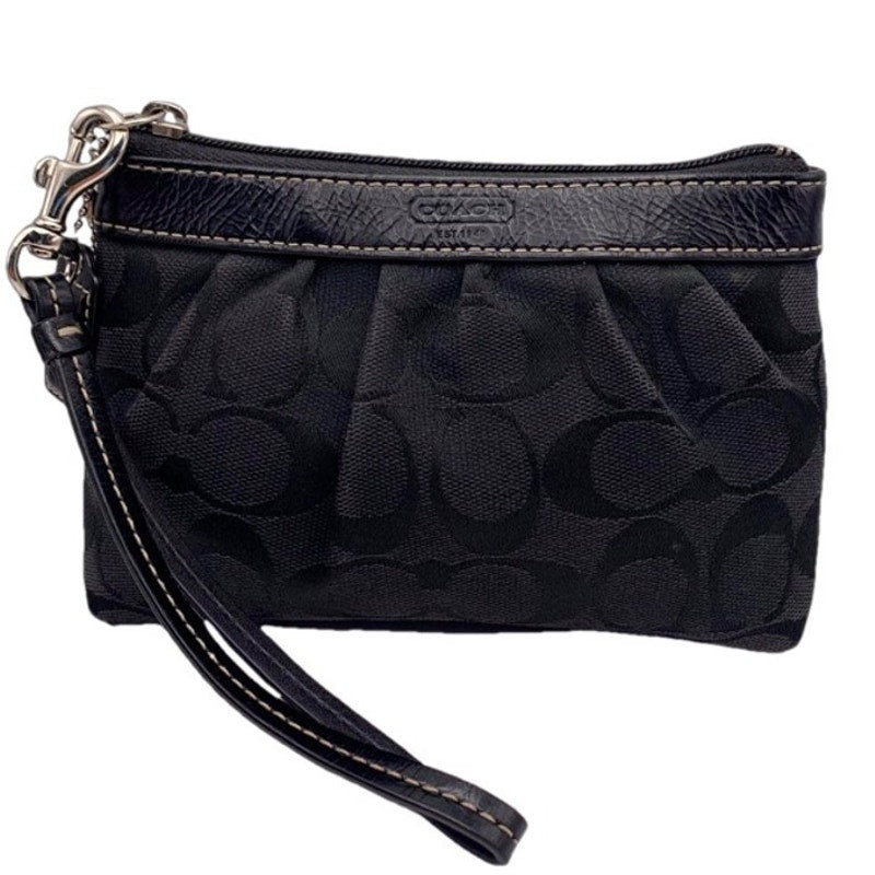 COACH Black Signature Canvas Wristlet