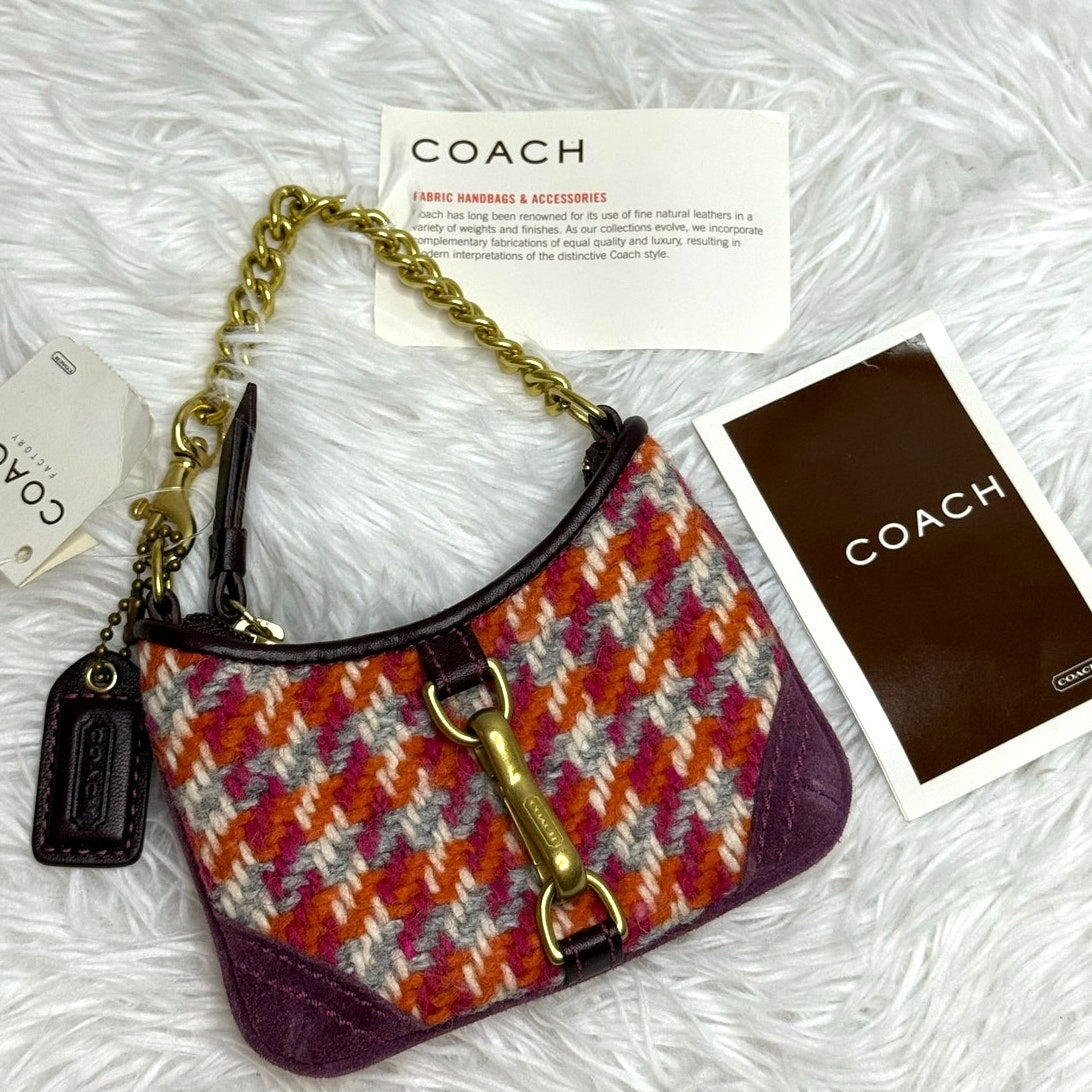 NWT Vintage COACH y2k Rare Hampton Houndstooth Coin Purse Bag Charm