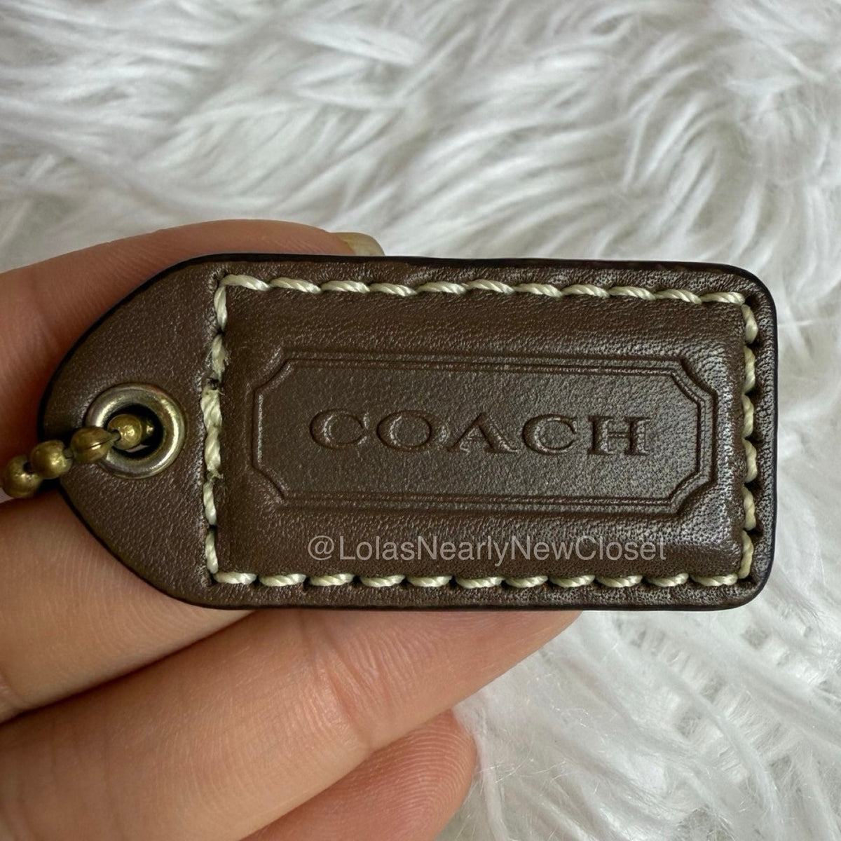 1.5" y2k COACH Brown Fob Bag Charm Hang tag Hangtag
