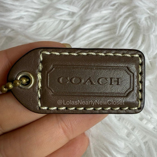 1.5" y2k COACH Brown Fob Bag Charm Hang tag Hangtag