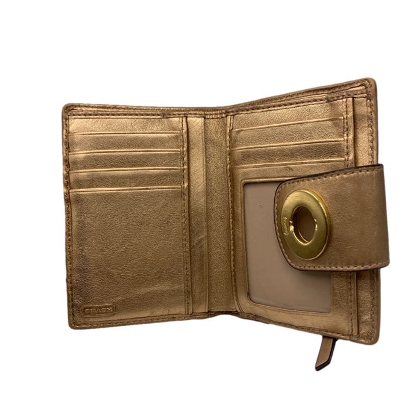 COACH Brown Gold Signature Canvas Medium Wallet