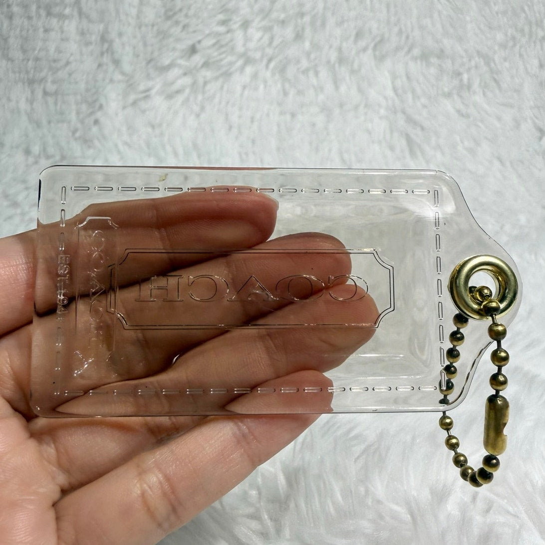 3" COACH Poppy Tan Clear Fob Bag Charm Hang tag Hangtag