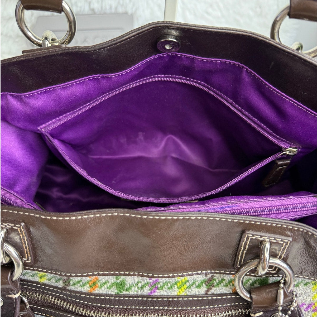 Coach 2010 Penelope Tattersall Plaid Wood Satchel F15456