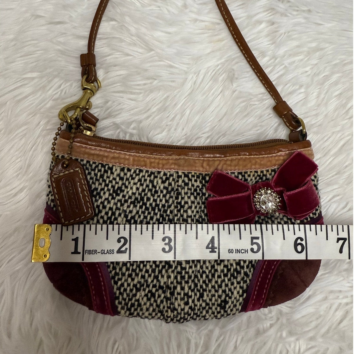 COACH y2k Limited Edition Soho Tweed Ribbon Bow Mini Purse Bag Charm