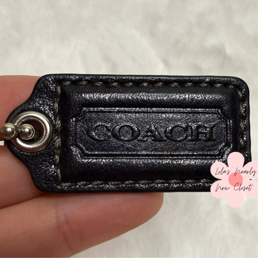 1.5" COACH Black Fob Bag Charm Hang tag Hangtag