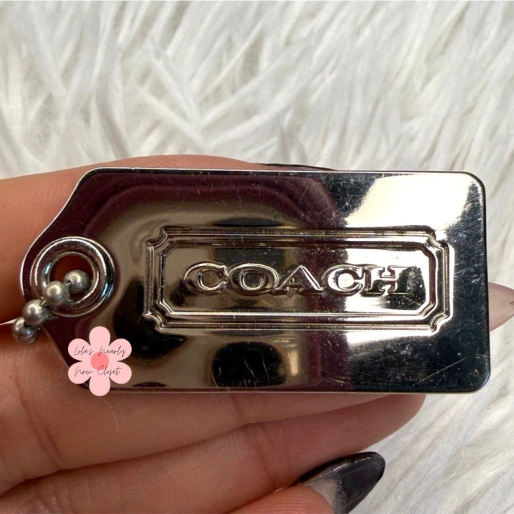 1.5" y2k COACH Vintage Metal Fob Bag Charm Hang tag Hangtag