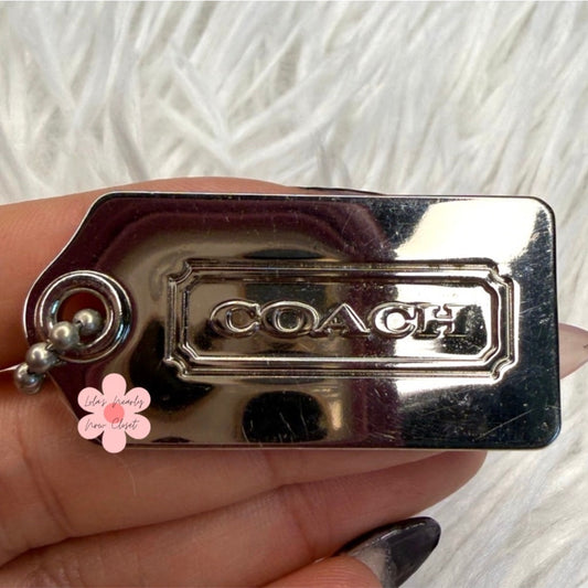 1.5" y2k COACH Vintage Metal Fob Bag Charm Hang tag Hangtag