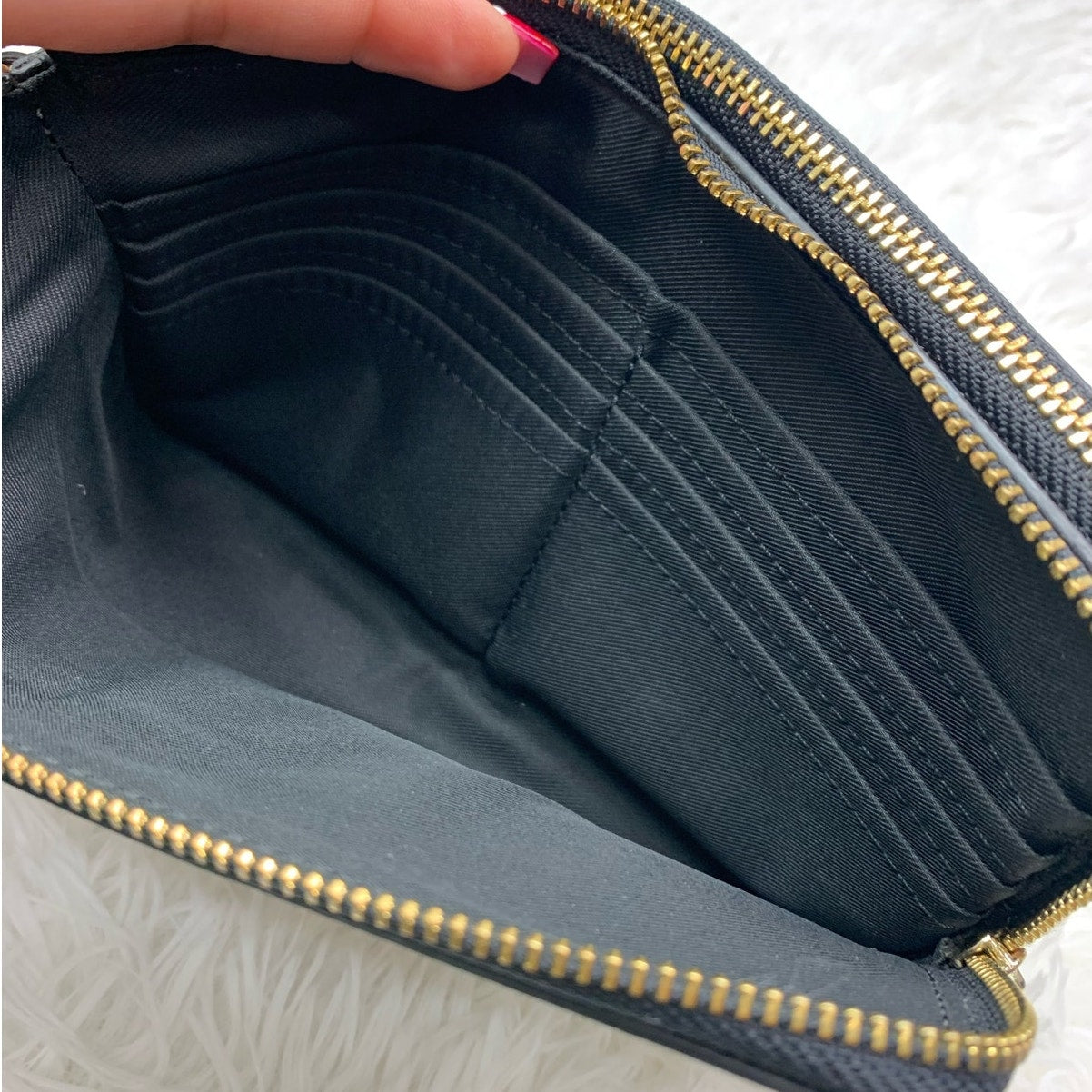 COACH Black Brown Double Large Zipper Wristlet