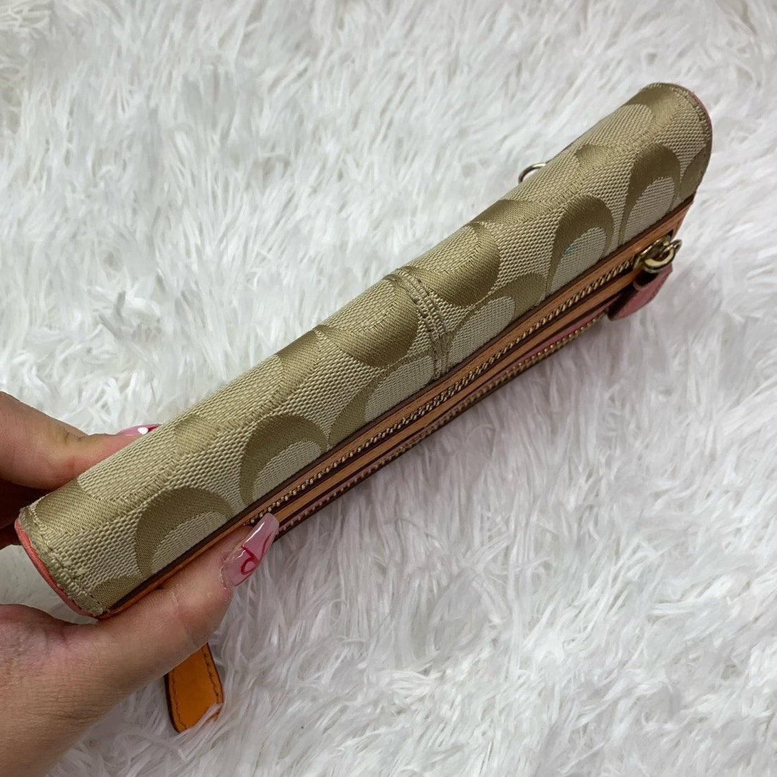 COACH  Signature Canvas Double Zipper Wallet