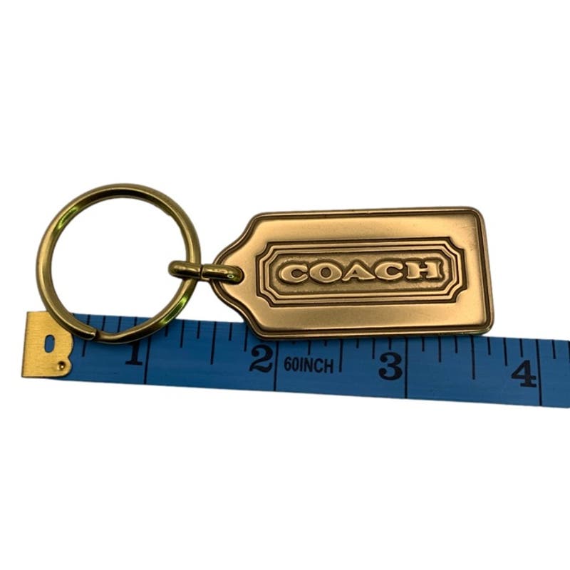 Rare COACH Vintage Thick Gold Brass Bag Fob Key Ring Key Chain