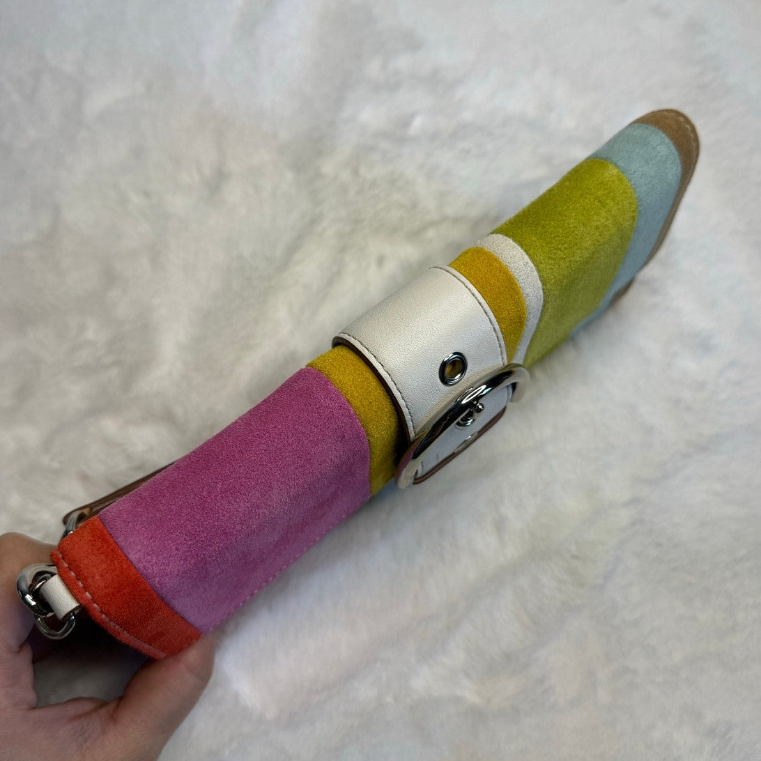 y2k Coach Vintage 2003 SoHo Striped Suede & Leather Wristlet Wallet