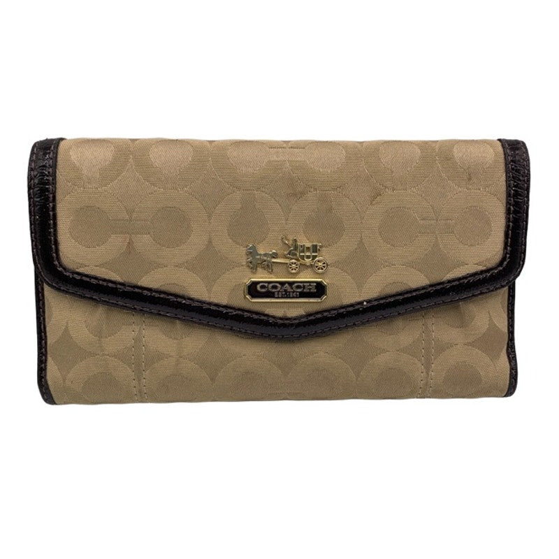 COACH Brown Khaki Canvas Signature Wallet