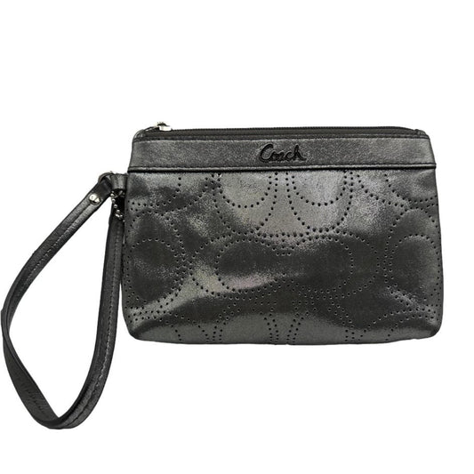 COACH Metallic Silver Signature Wristlet