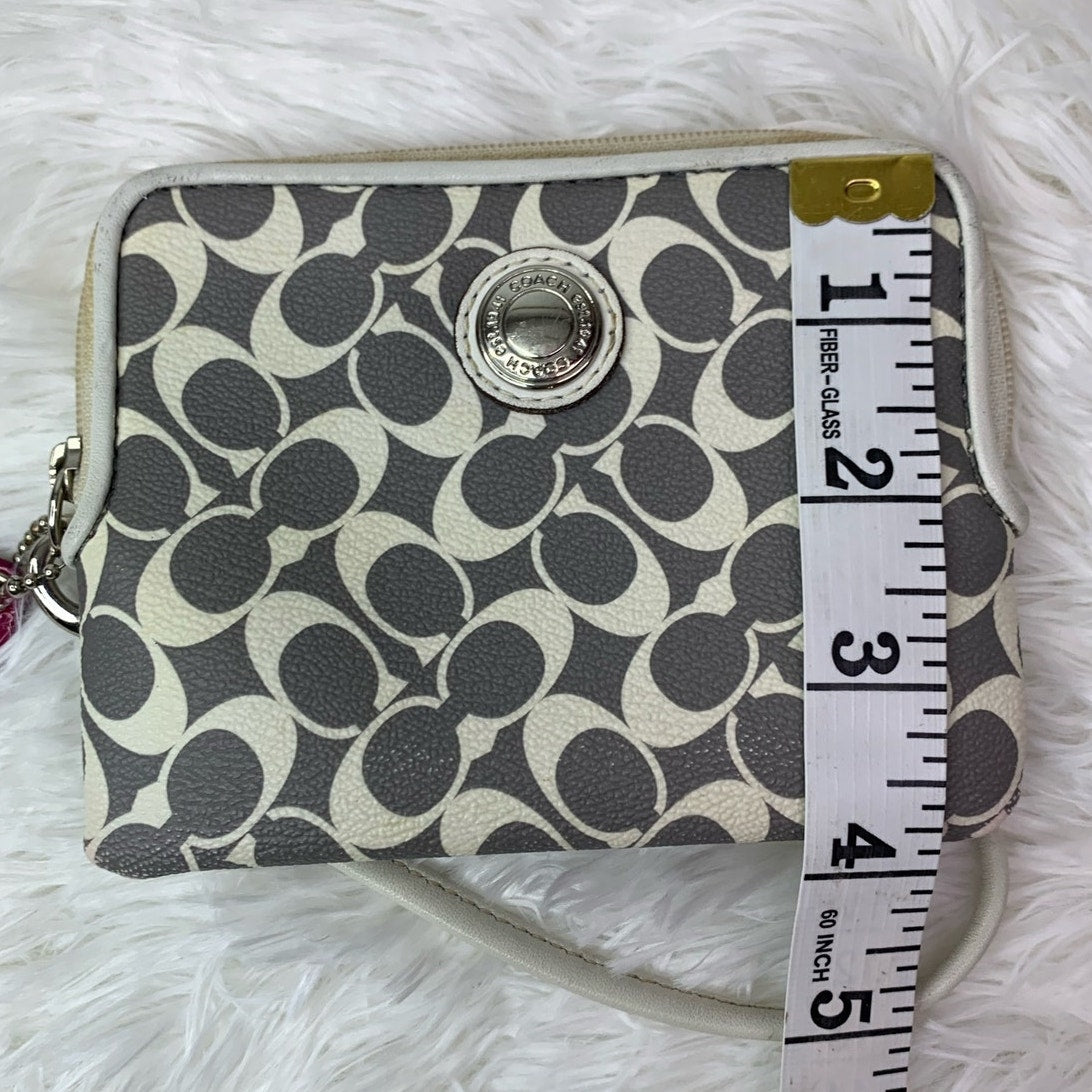 COACH Gray White Coated Canvas Wristlet