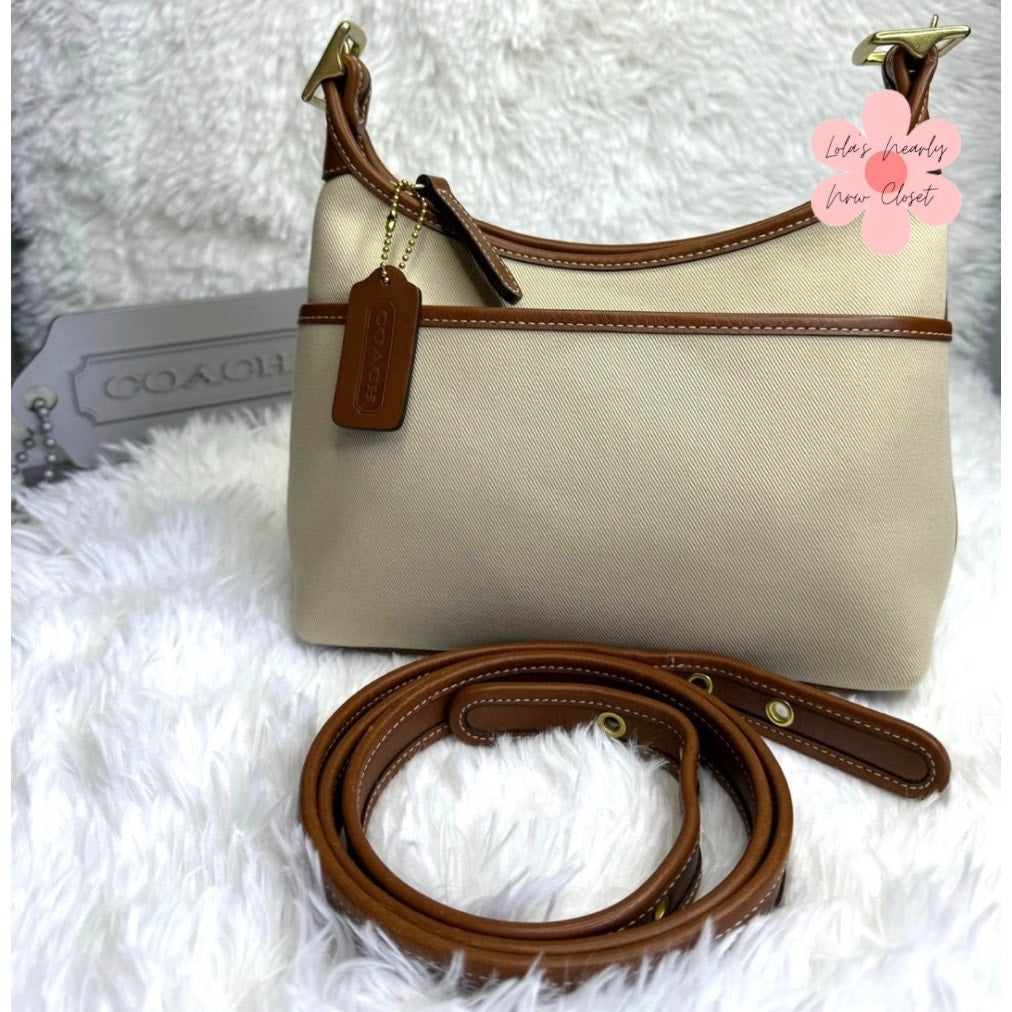 Vintage COACH y2k 2002 9123 Legacy Khaki Leather Canvas Crossbody Shoulder Bag