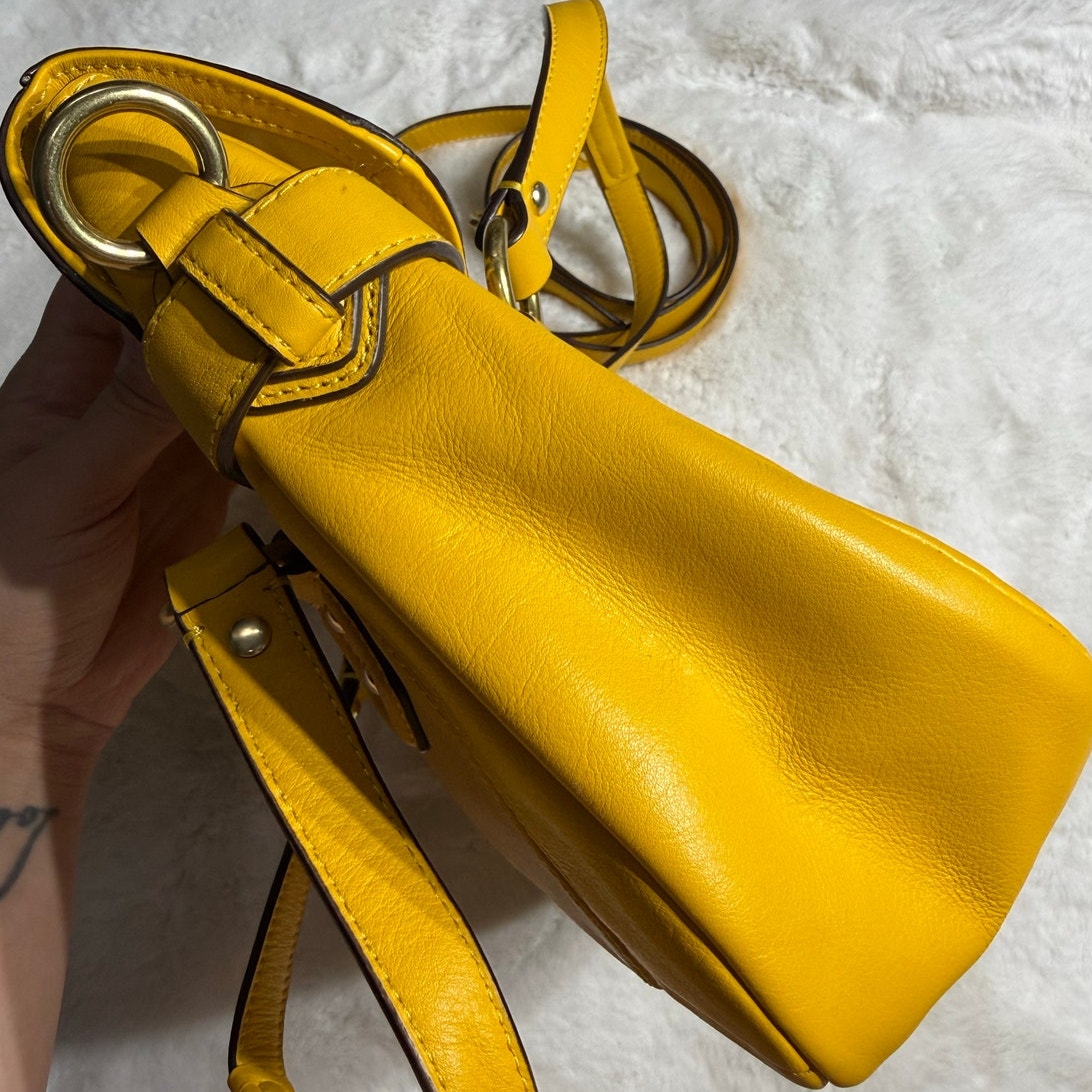 COACH Campbell Flap Satchel Yellow Shoulder Bag
