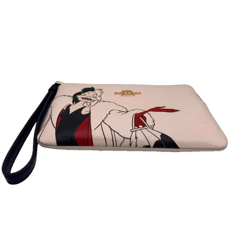 Disney X COACH Corner Zip Wristlet With Cruella Motif