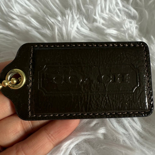 3" COACH Brown Fob Bag Charm Hang tag Hangtag
