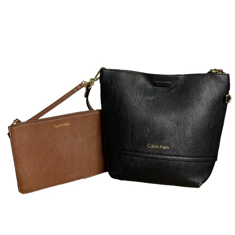 CALVIN KLEIN Black and Brown Crossbody and Wristlet