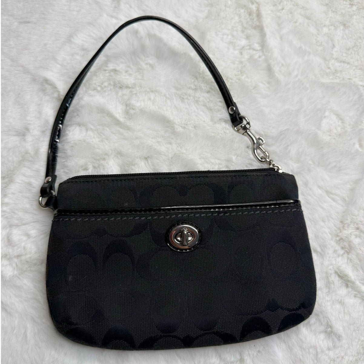 Coach Turlock Black Signature Wristlet