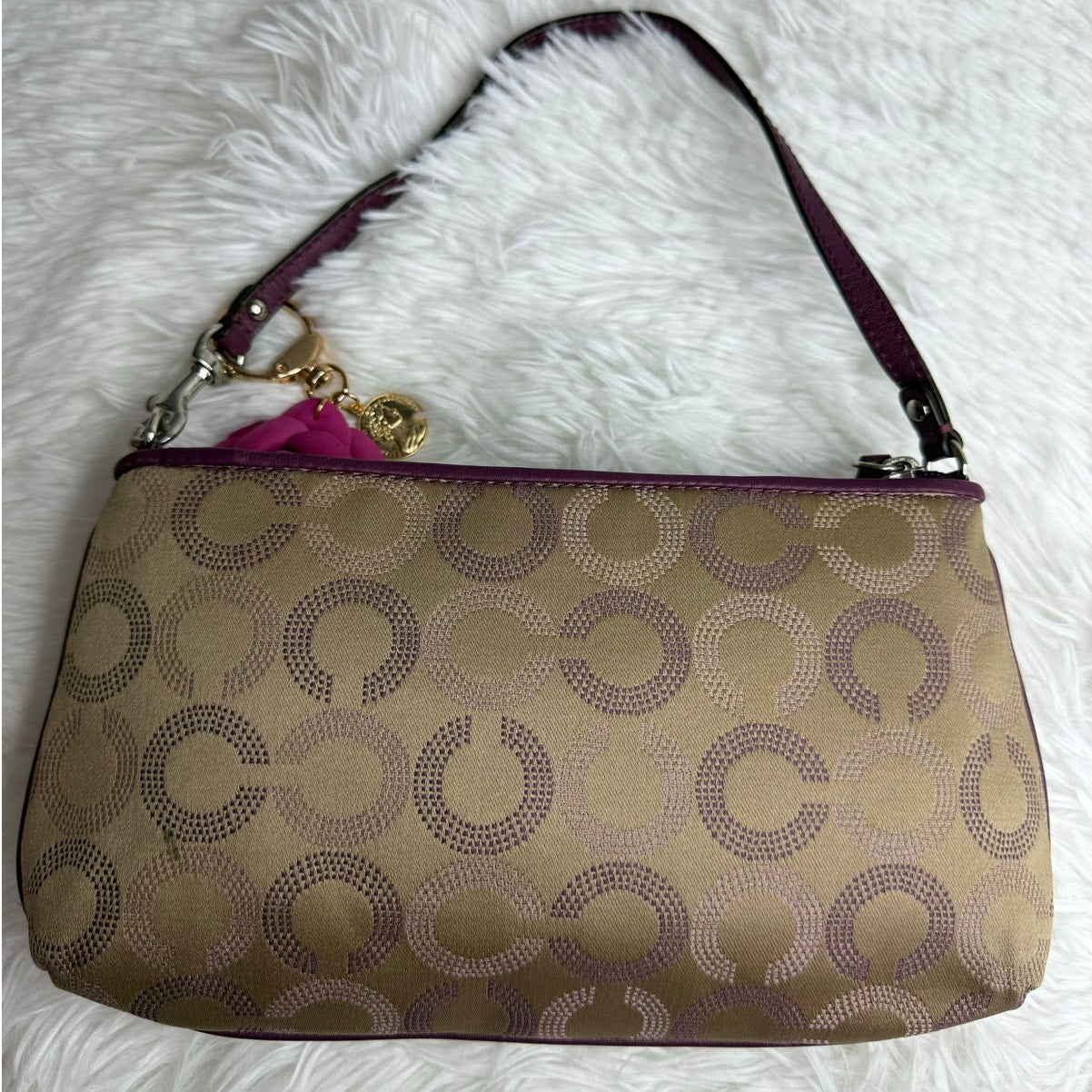 COACH y2k Purple Signature Canvas Wristlet Mini Purse