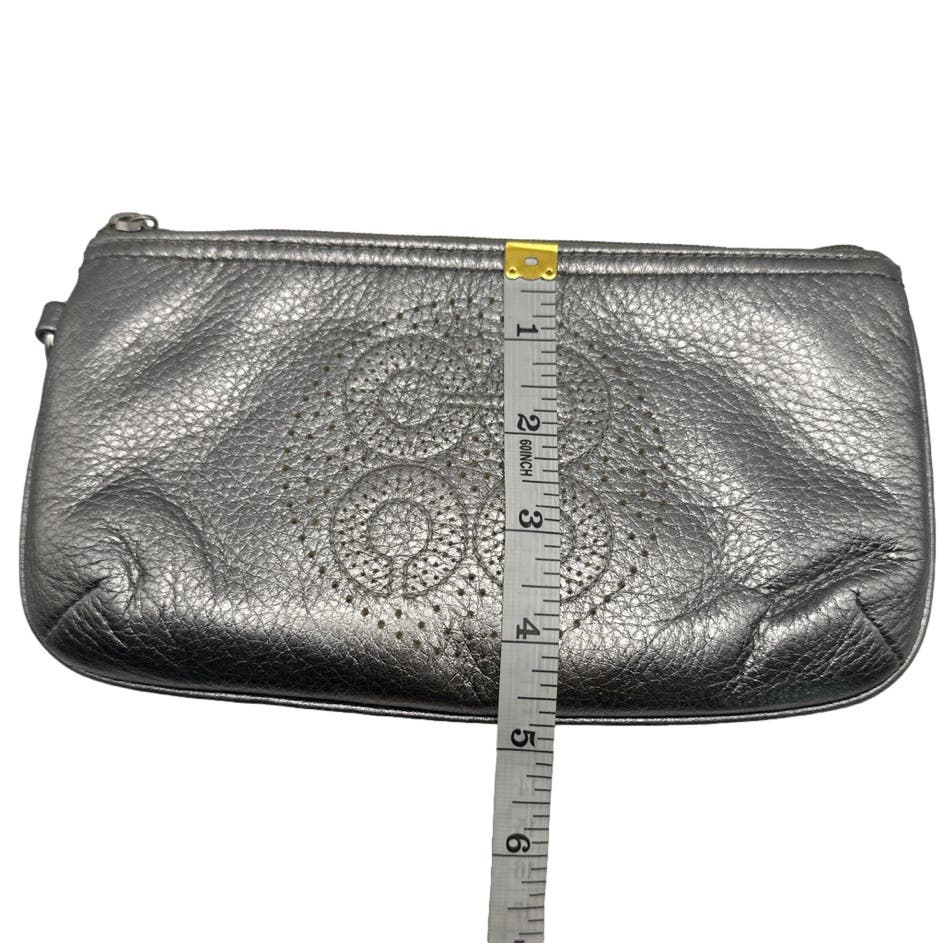 COACH Metallic Silver Wristlet