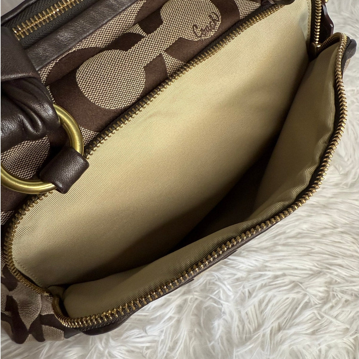 y2k COACH 2009 Brown Signature Canvas Parker Op Art Satchel Shoulder Bag