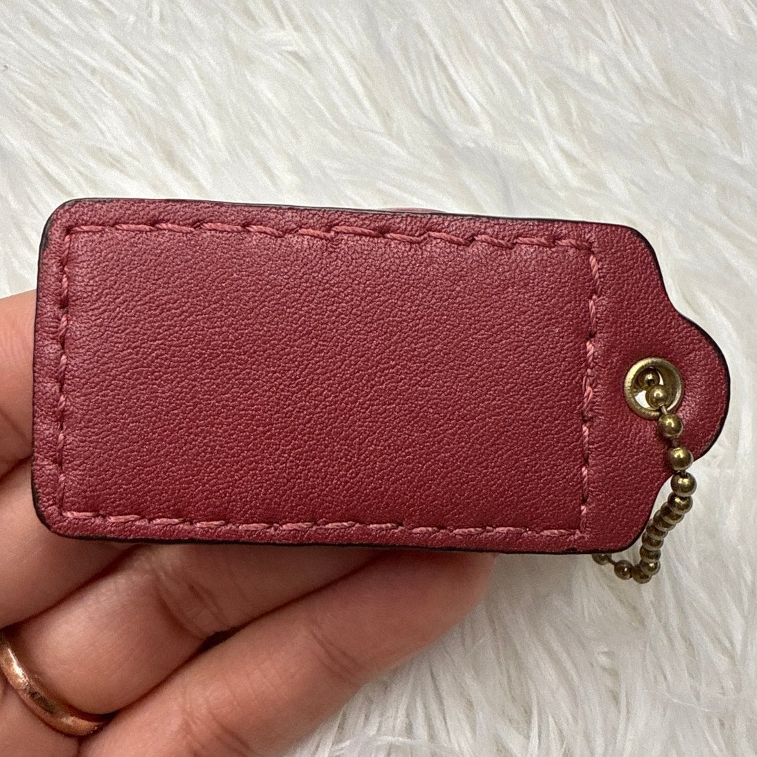 2" COACH Wine Red Fob Bag Charm Hang tag Hangtag