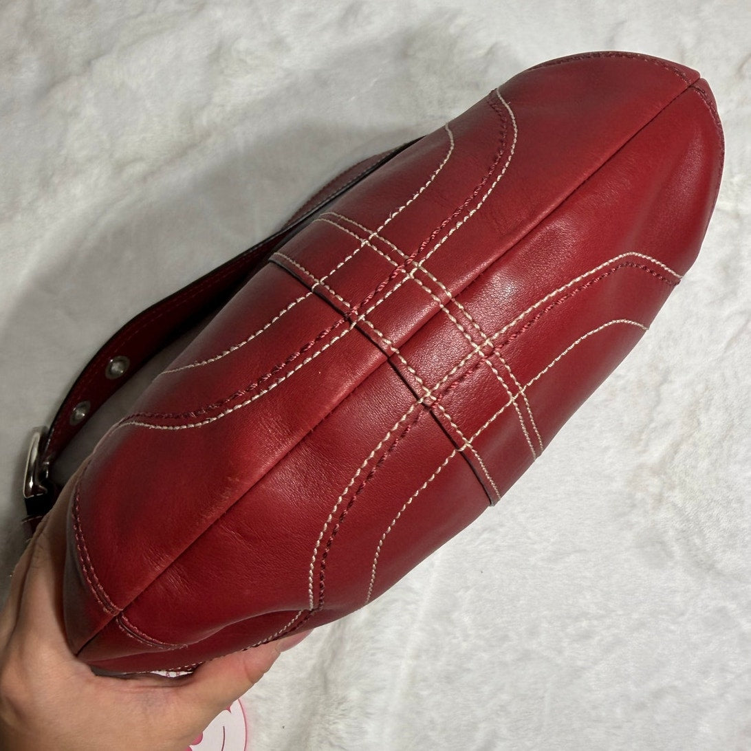 Y2k COACH F10908 Red Solo Hobo Shoulder Bag