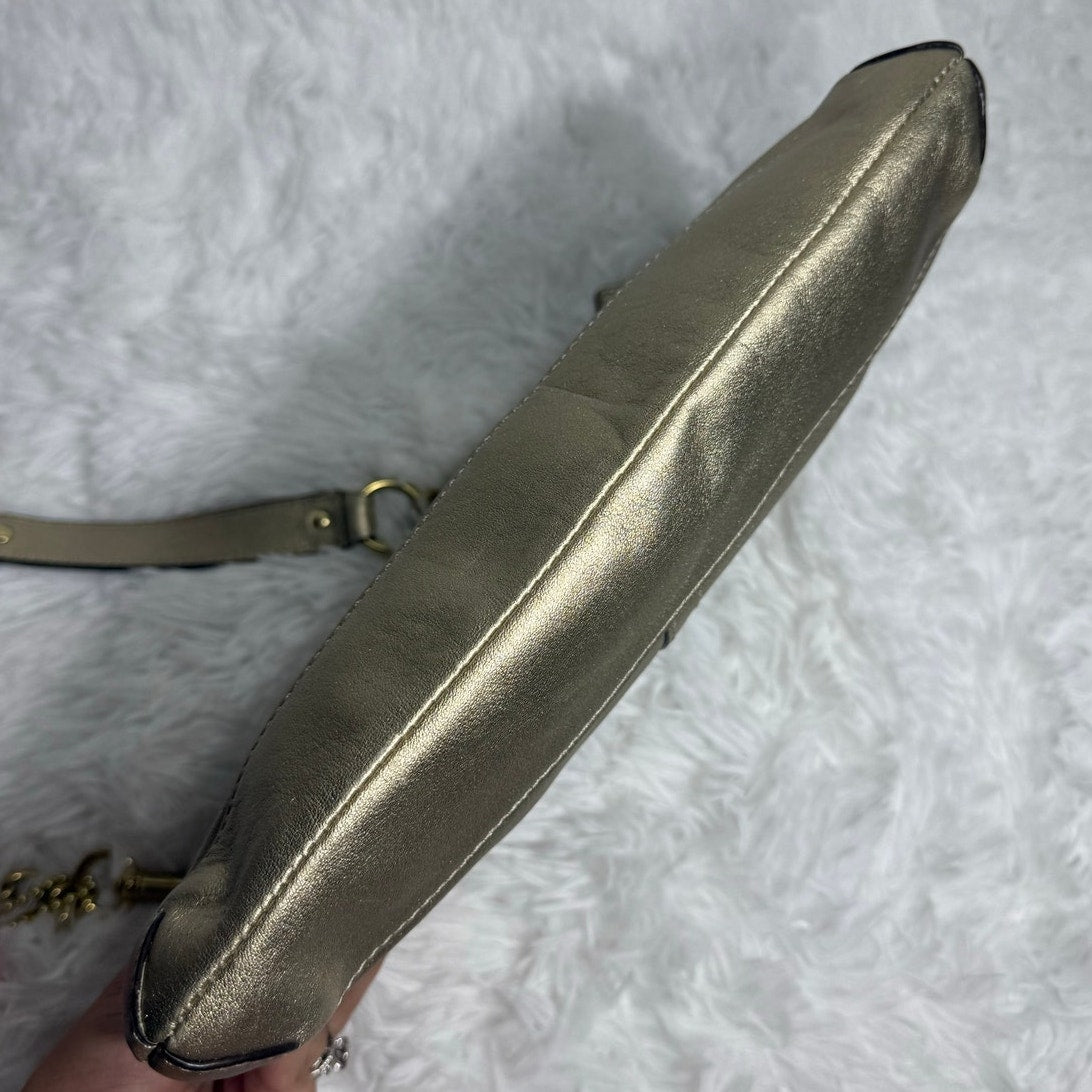 y2k Coach Soho Gold Metallic Leather Chain Strap Shoulder Bag