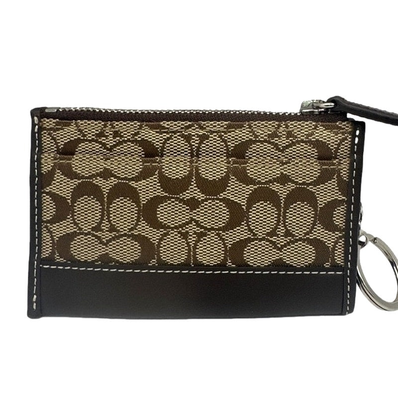 Y2K COACH Brown Signature Canvas Card Holder Coin Purse with Keychain